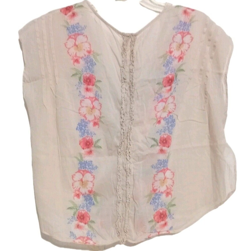 Free People Top Shirt Women's Size Medium Sheer Gardenia Ivory Sleeveless Shirt - Picture 5 of 5